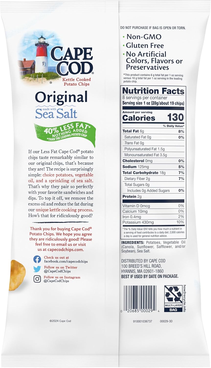 e Cod Potato Chips, Original Kettle Chips