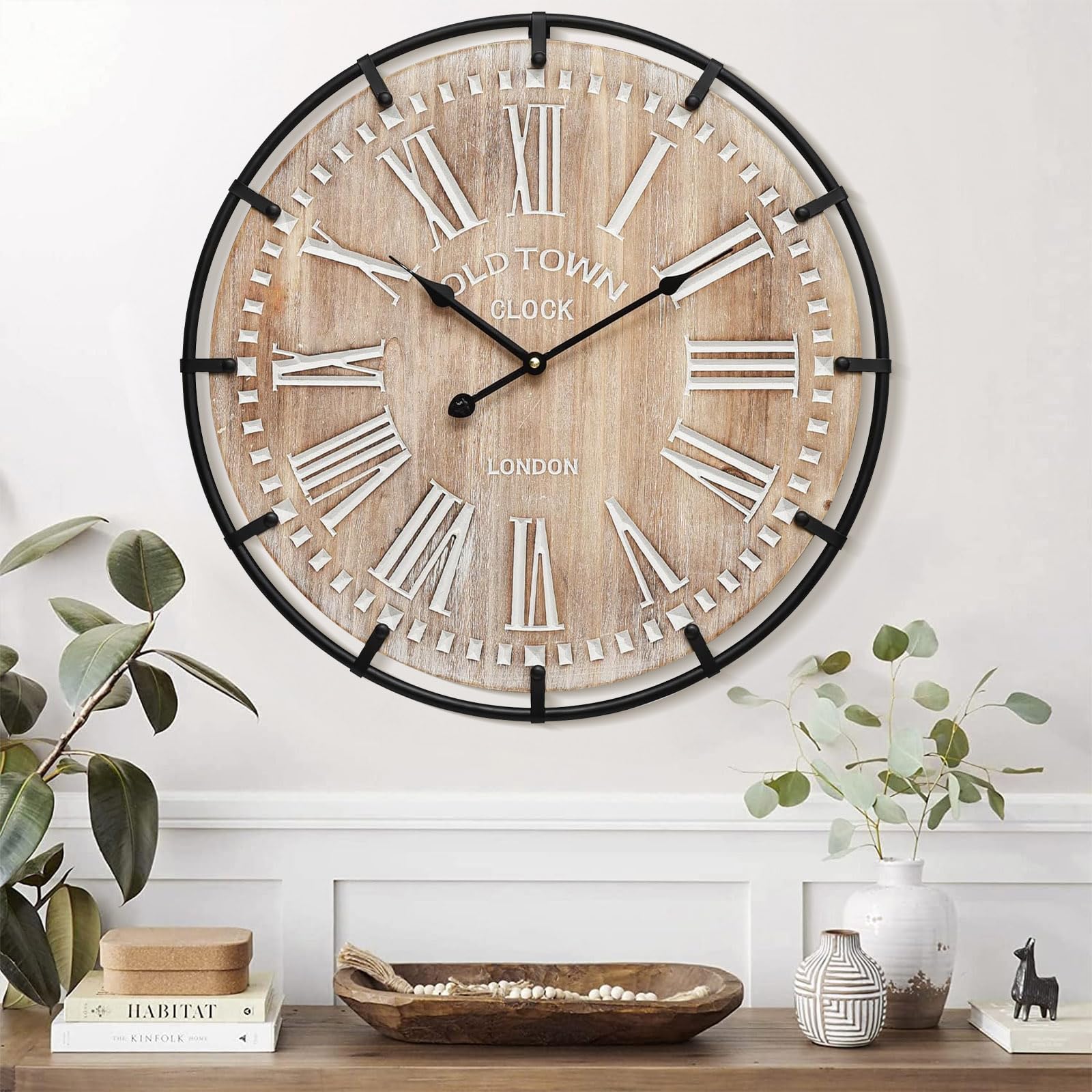 Amazon.com: MODE HOME 24 Inch Large Farmhouse Wall Clock,Rustic