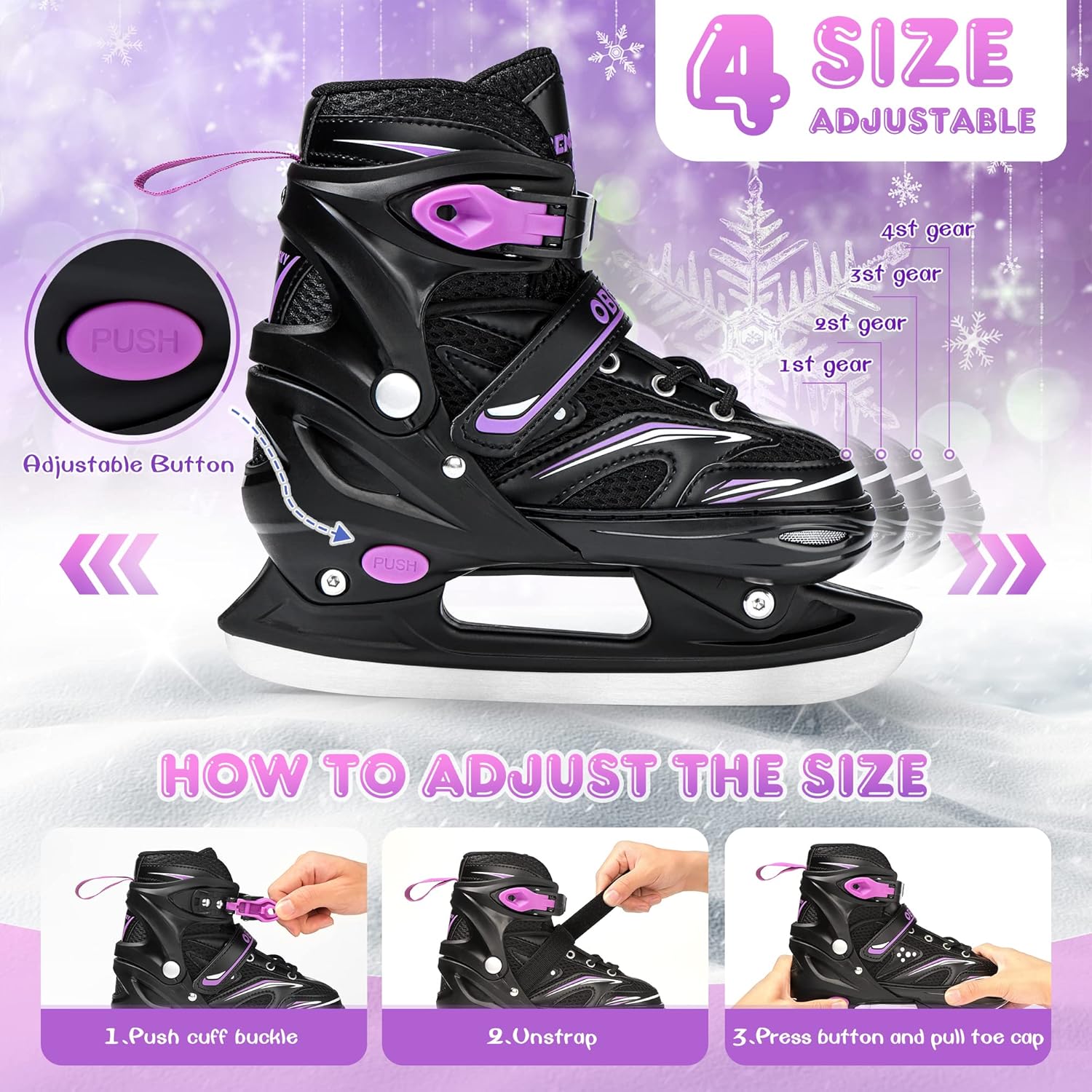 OBENSKY Inline Skates for Boys and Girls, Fun Illuminating Beginner Inline Skates for Kids with All Light Up Wheels, Indooor Outdoor 4 Sizes Adjustable Roller Blades for Toddler and Youth : Sports & Outdoors