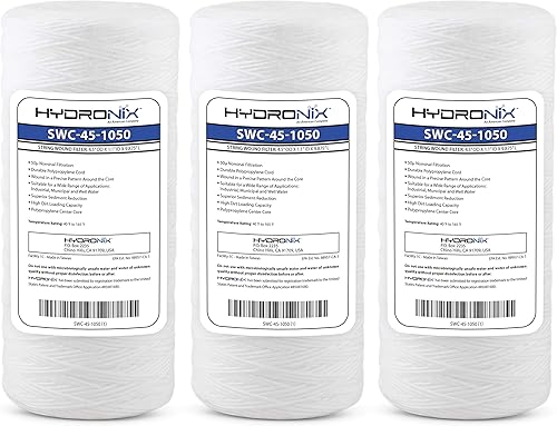 Miniatura 1 de Hydronix HX-SWC-45-1005/3 Cartucho de filtro de agua universal para toda la casa para heridas de sedimentos de 4.5 x 10 pulgadas, 5 micrones,