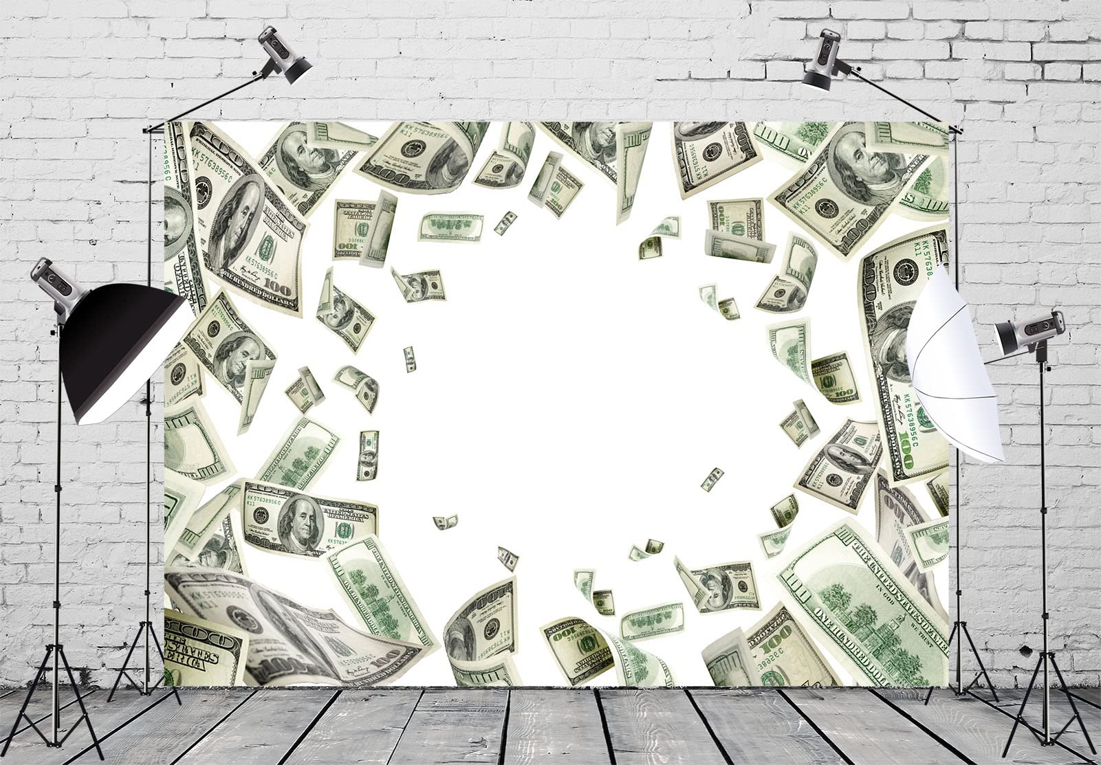 BELECO 3x2m Tessuto Soldi Sfondo | Banconote dollaro USA Benjamin Franklin 100 dollari sfondo.
