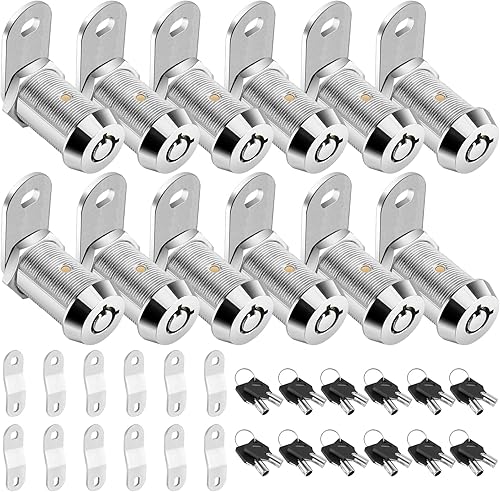 Miniatura 12 de PTEROMY Paquete de 2 cerraduras de gabinete con llaves, cerradura tubular de leva resistente de 5/8 pulgadas para cerraduras de almacenamiento