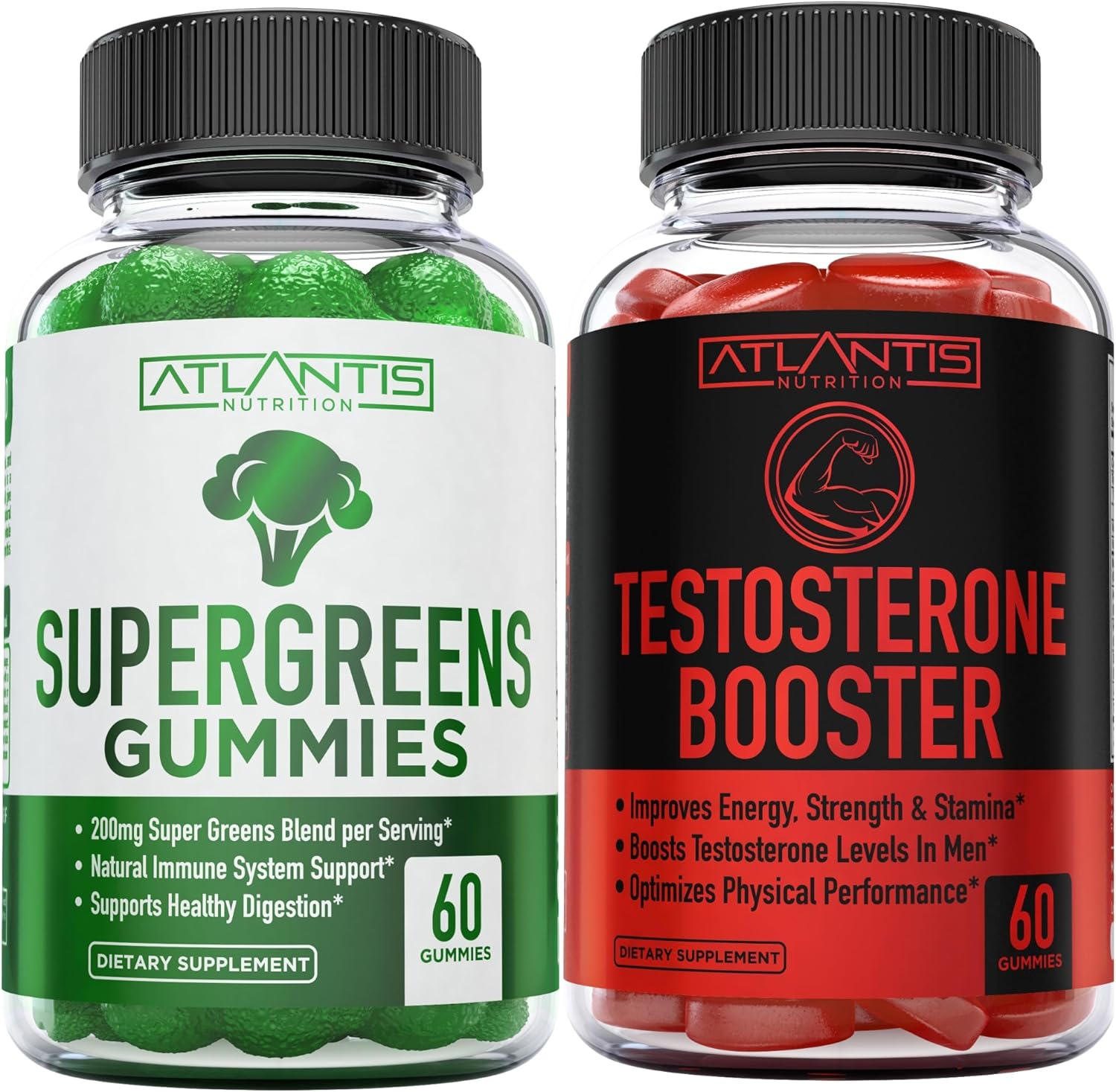 Atlantis Nutrition Supergreens 60 Gummies + Testosterone