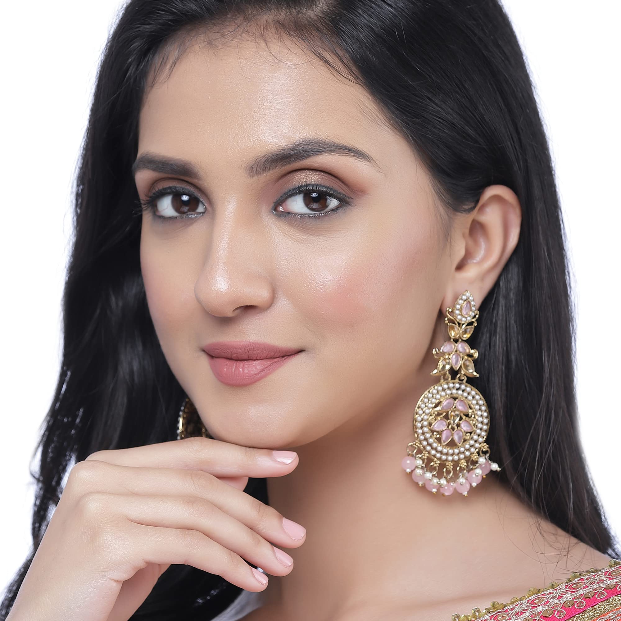 Gold-Plated Kundan Jhumka Earrings