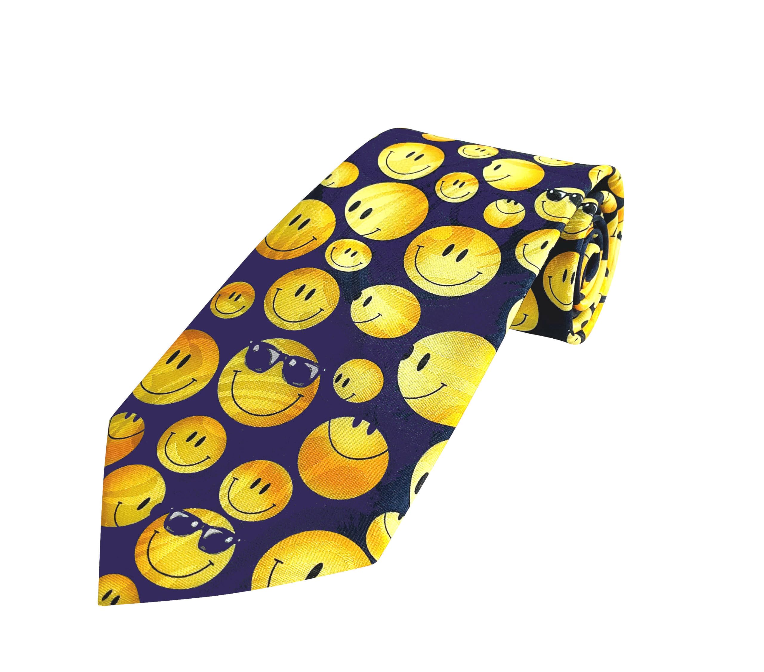 The Tie Studio Multicolor Smiley Face Tie – Fun Novelty Tie With Cool Emoji Smiles, Quirky Office Humour Gift