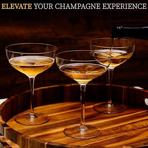 Miniatura 6 de Juego de 4 vasos de copa de champán  Elegante cupé de cóctel ideal para servir Martini Gimlet y Manhattan  Cristalería de cristal de alta claridad