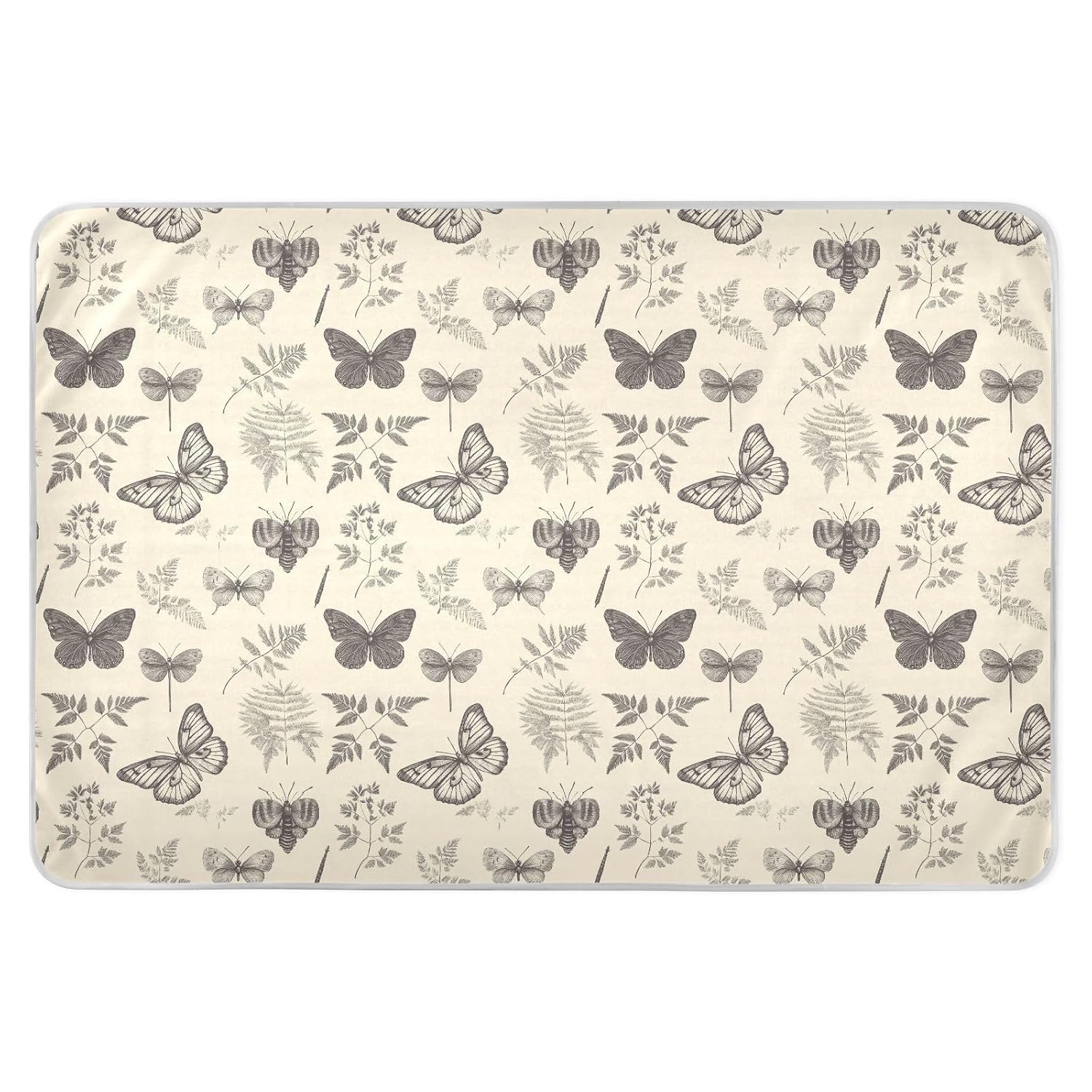 Leaf Insect Butterfly Brown Retro Extra Large Resuable Changing Pad Covers Water Resistant Bed Wetting Pads Breathable Diaper Pads for Kids Adults Pets, 52" L x 34" W
