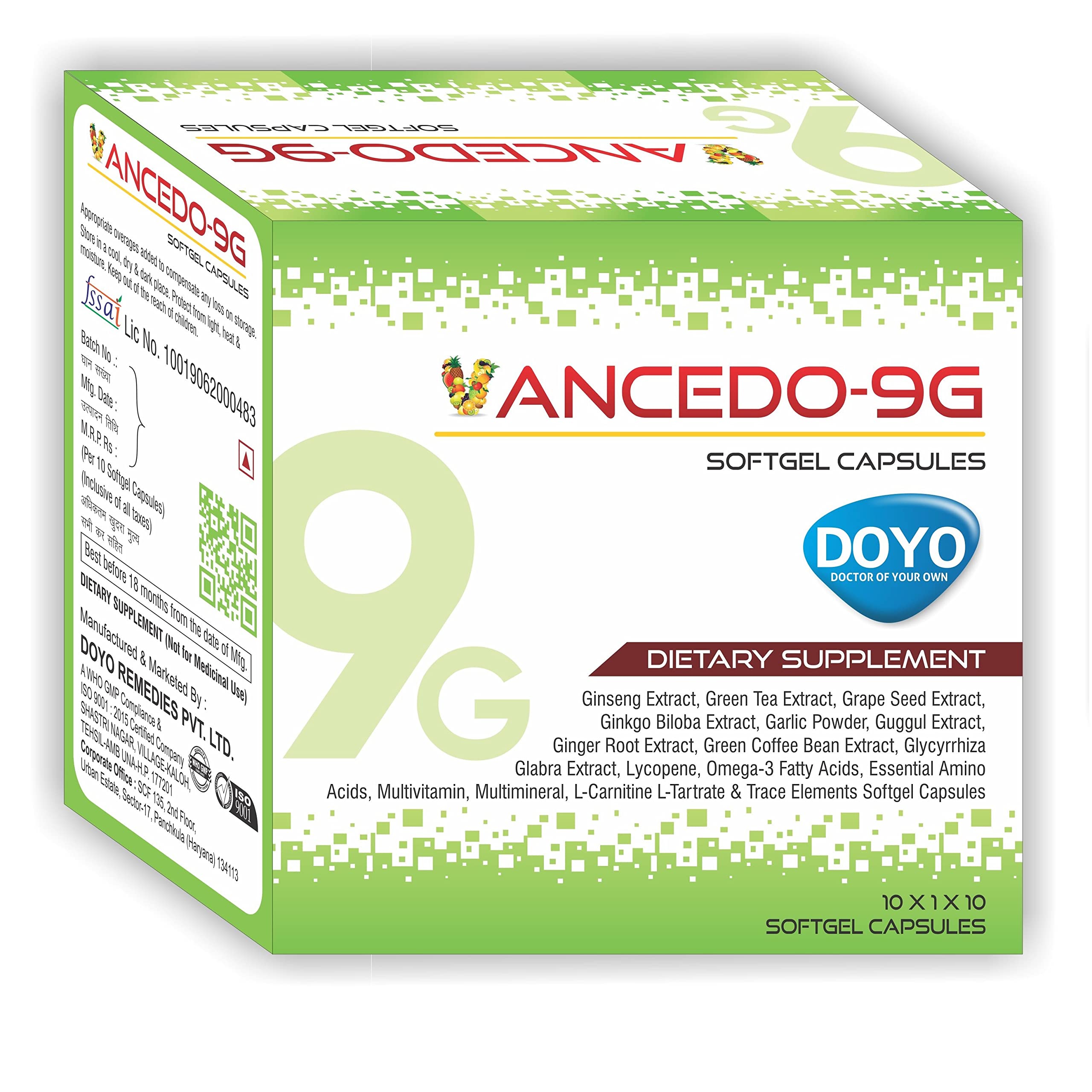 DOYO Ginseng Ginkgo Biloba Extract 9G 100 Softgel Capsules