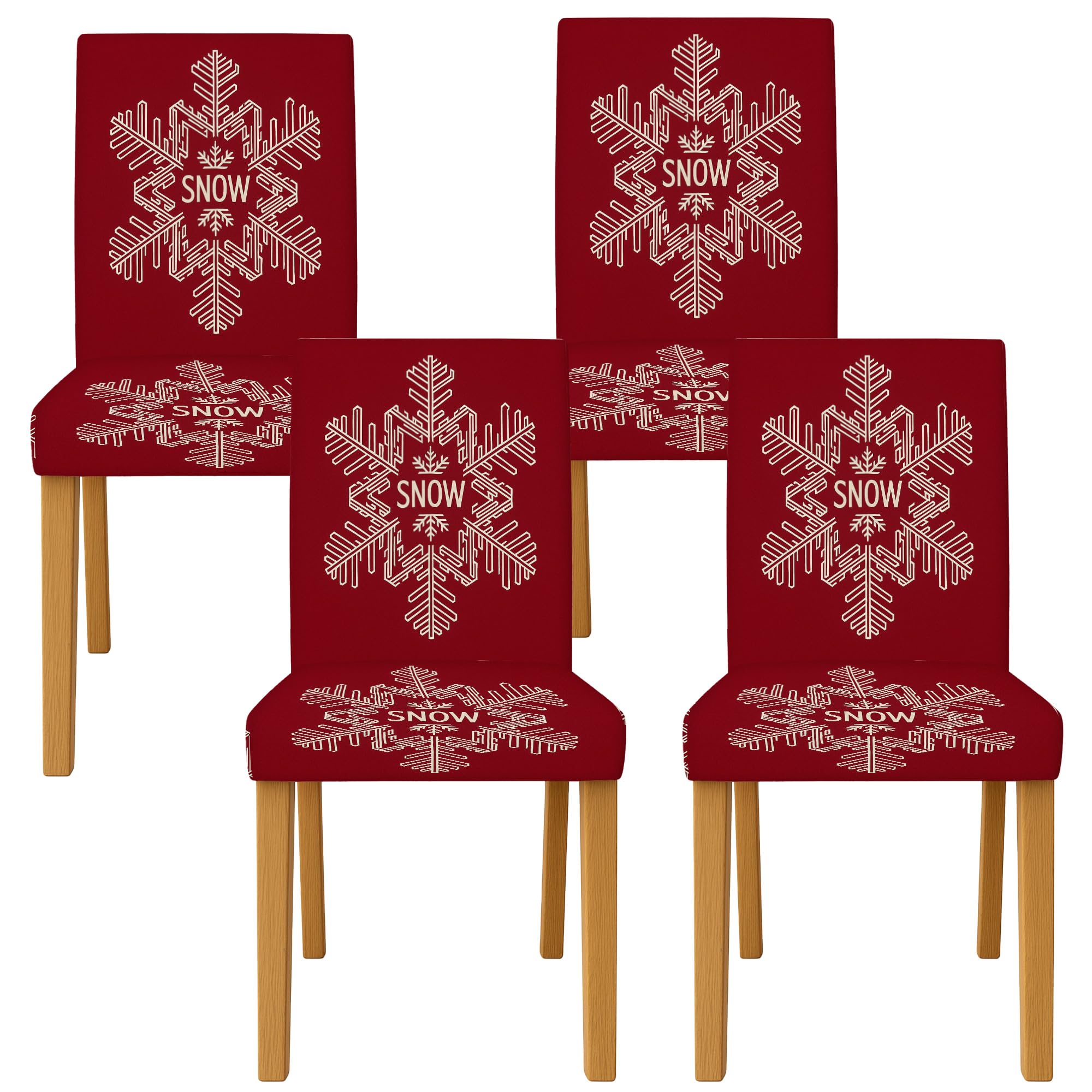 Housses de chaises de salle à manger flocon de neige extensibles lot de 4 protections noël