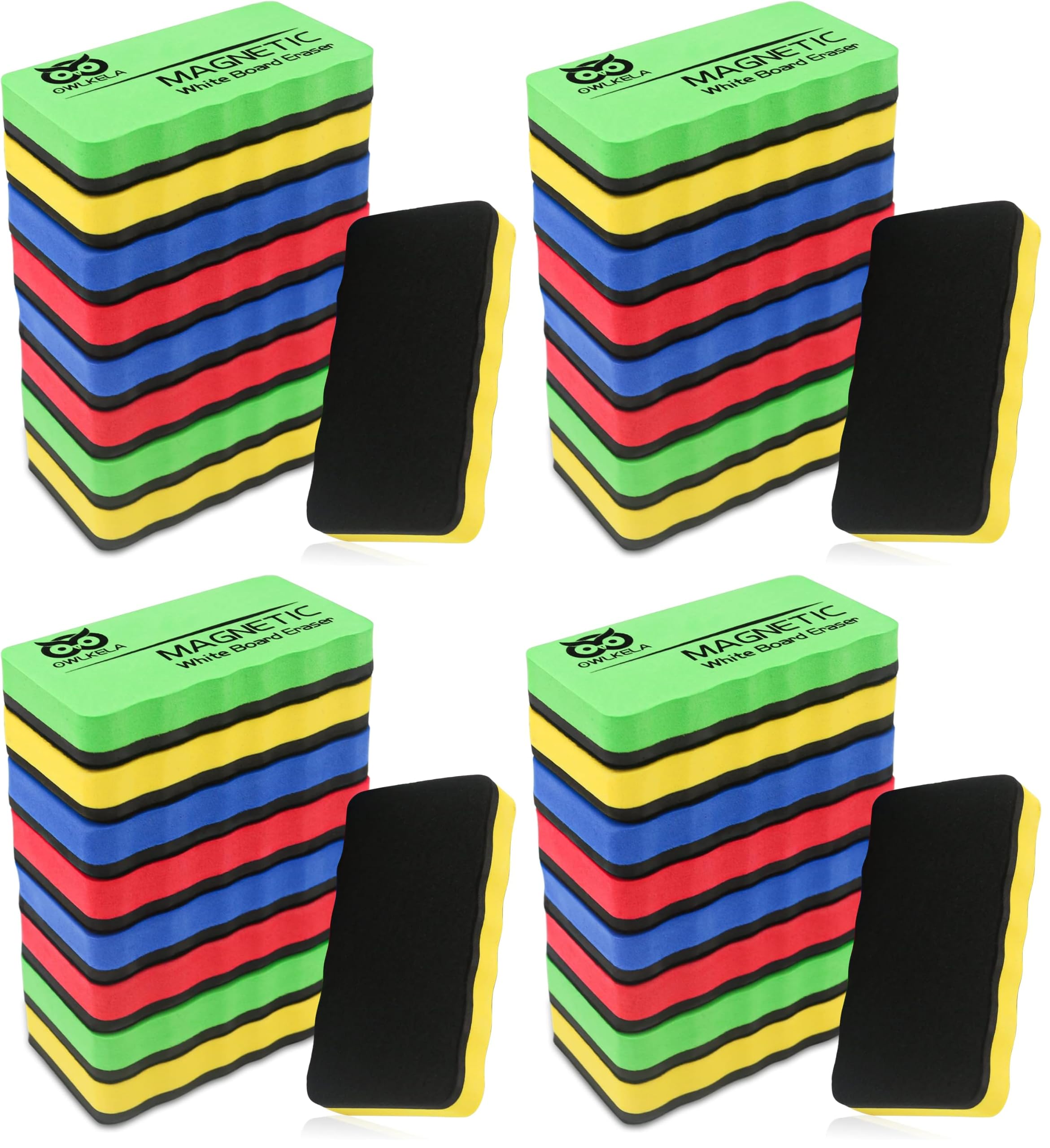 OWLKELA Dry Erase Erasers, Magnetic Whiteboard Erasers 32 Pack for White Board, White Board Markers Dry Erase, Ideal for Classroom, Home, Office
