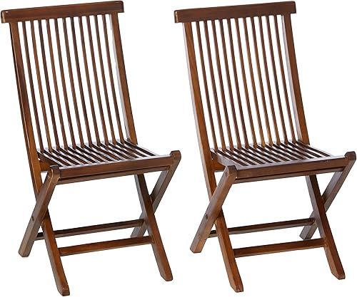 ALATEAK Juego de sillas plegables de madera para interiores y exteriores (2 sillas)