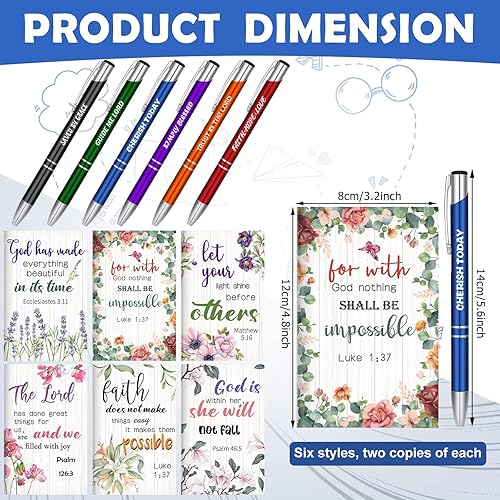 Miniatura 3 de Geyee 24 mini blocs de notas cristianos y bolígrafos a granel, premios religiosos, regalos bíblicos, divertidos diarios pequeños, bolígrafo