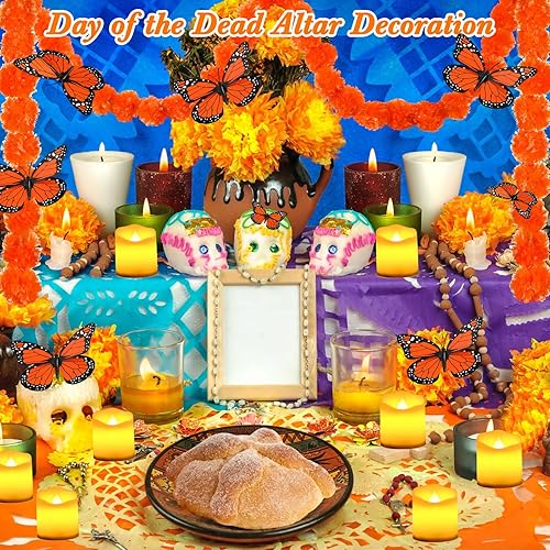 Miniatura 7 de Juego de 20 guirnaldas artificiales de caléndula para decoración del Día de los Muertos, Día de los Muertos, 2 guirnaldas artificiales de caléndula,