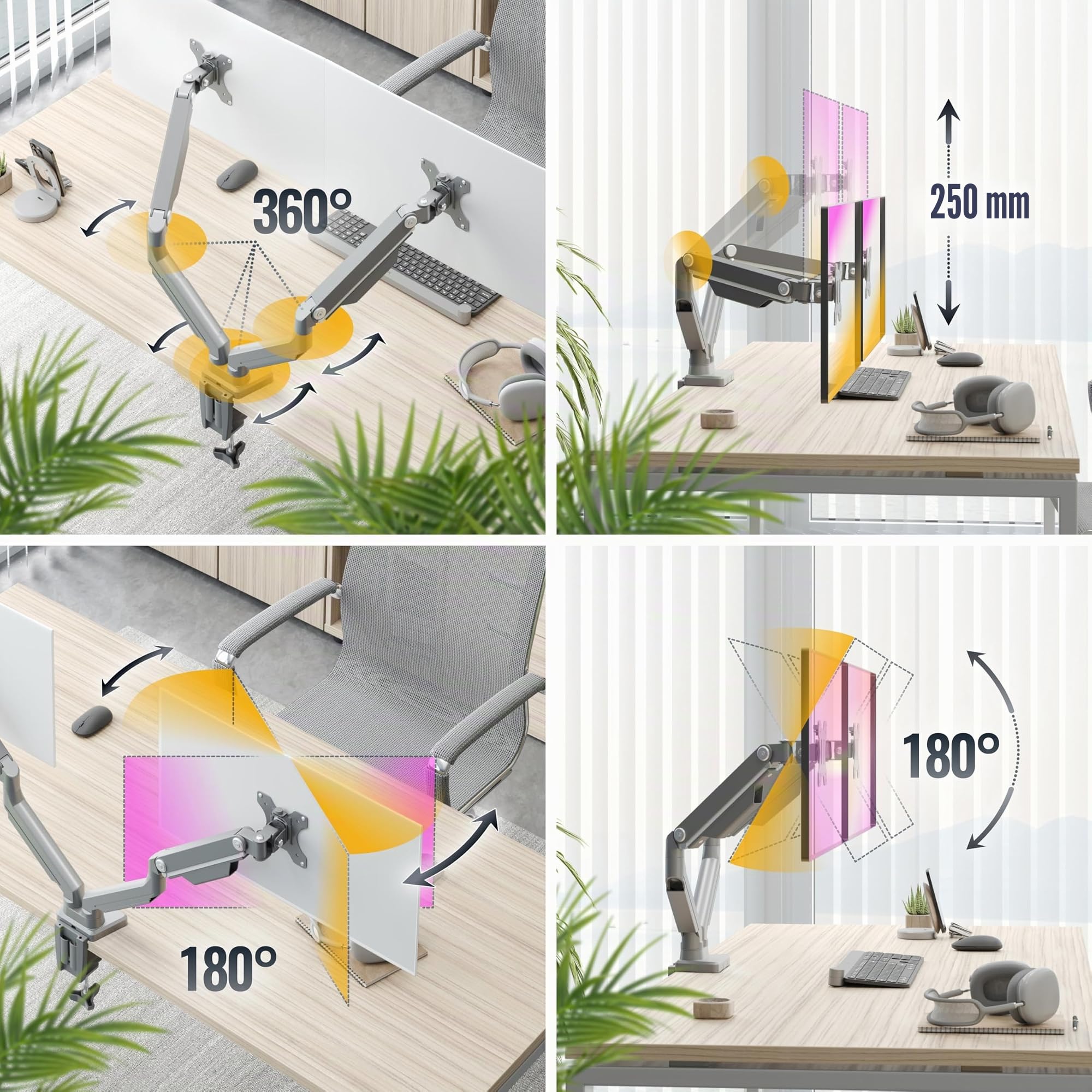 RICOO TS8811 Supporto monitor da scrivania 13-27 pollici per 13 27 pollici girevole inclinabile fino a 8 kg max VESA 100x100