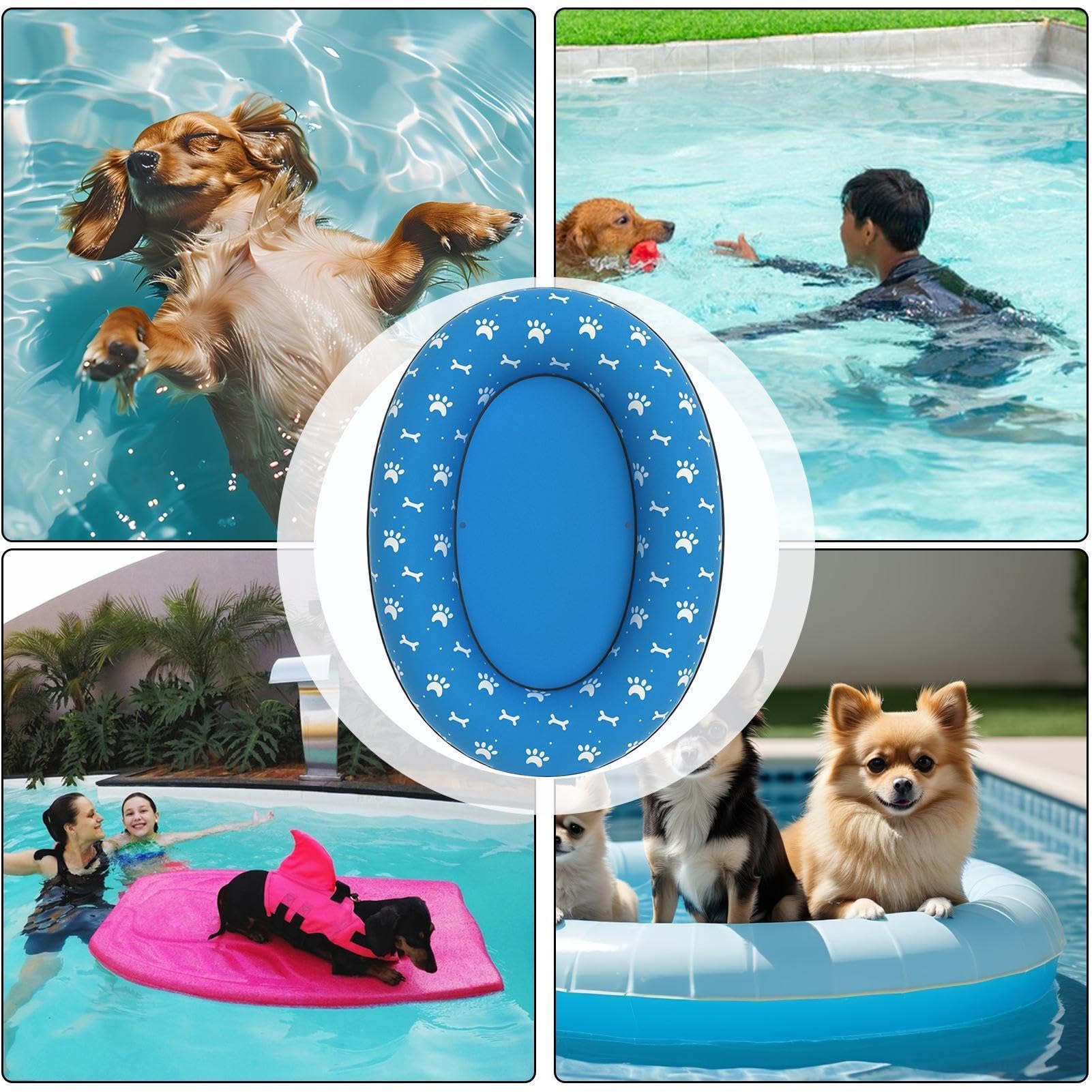 Raft Gonflable pour Chien Boudin Gonflable pour Chiot | Bouée Chien pour Piscine Pour Propriétaires de Chiens, Éducateurs, Plage Lac Rivière Jardin Parc Club