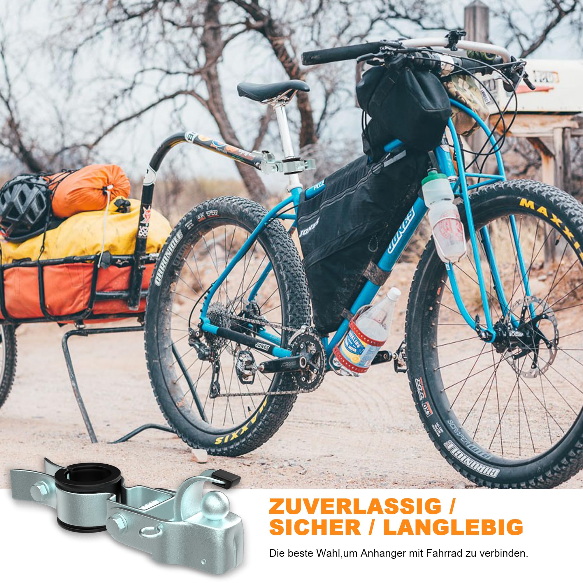 Anhängerkupplung für Fahrrad, Kupplung Lastenanhänger, Verzinkter Stahl Fahrradanhänger Kupplung Kompatibel mit Allen gängigen Fahrradsattelstützen, Fahrrad Anhängerkupplungs