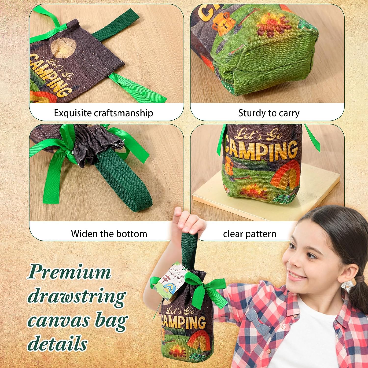 195 Pcs Camping Party Favors Gifts Canvas Gift Bag Magnifier Notebook Pencil Sharpener silicone Bracelets Mini Compass Flashlight Keychains Stickers Camping Tag For Adventure Birthday