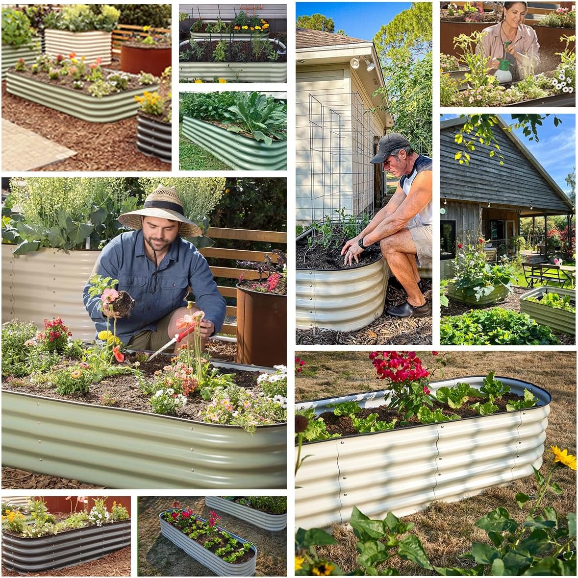 Raised Garden Beds 2pcs 4x2x1FT for Vegetables, Galvanized Magnesium Aluminum Outdoor Planter Box,Lightweight Modular Metal Raised Garden Bed for Herbs, Flower(Forest Green)