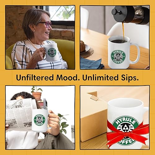 Miniatura 6 de LookHUMAN Legend of Zelda - Taza de café Hyrule, tazas de café únicas para los amantes de las leyendas de Zelda, tazas de café de cerámica con