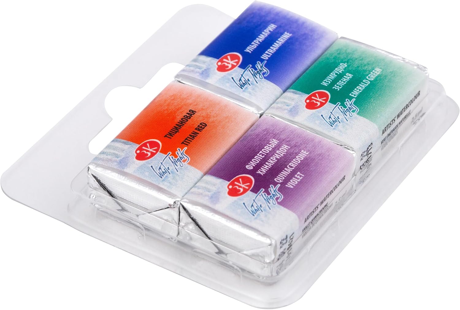 White Nights Extra Fine Artists Grade Professional Watercolors 4 Full Pans Mix Set by Nevskaya Palitra (Mix 3)