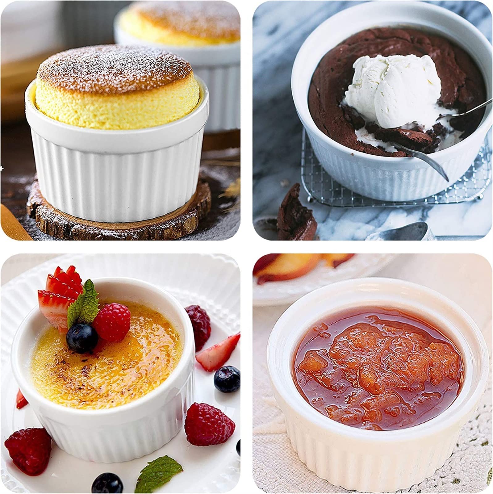 Cukiernica/garnek, pojemnik na przyprawy do soli, słoik na przyprawy, 6 uncji porcelany do pieczenia, suflety, miski do creme brulee, bezpieczne w piekarniku kubki ceramiczne na ciasta lawowe, pudding