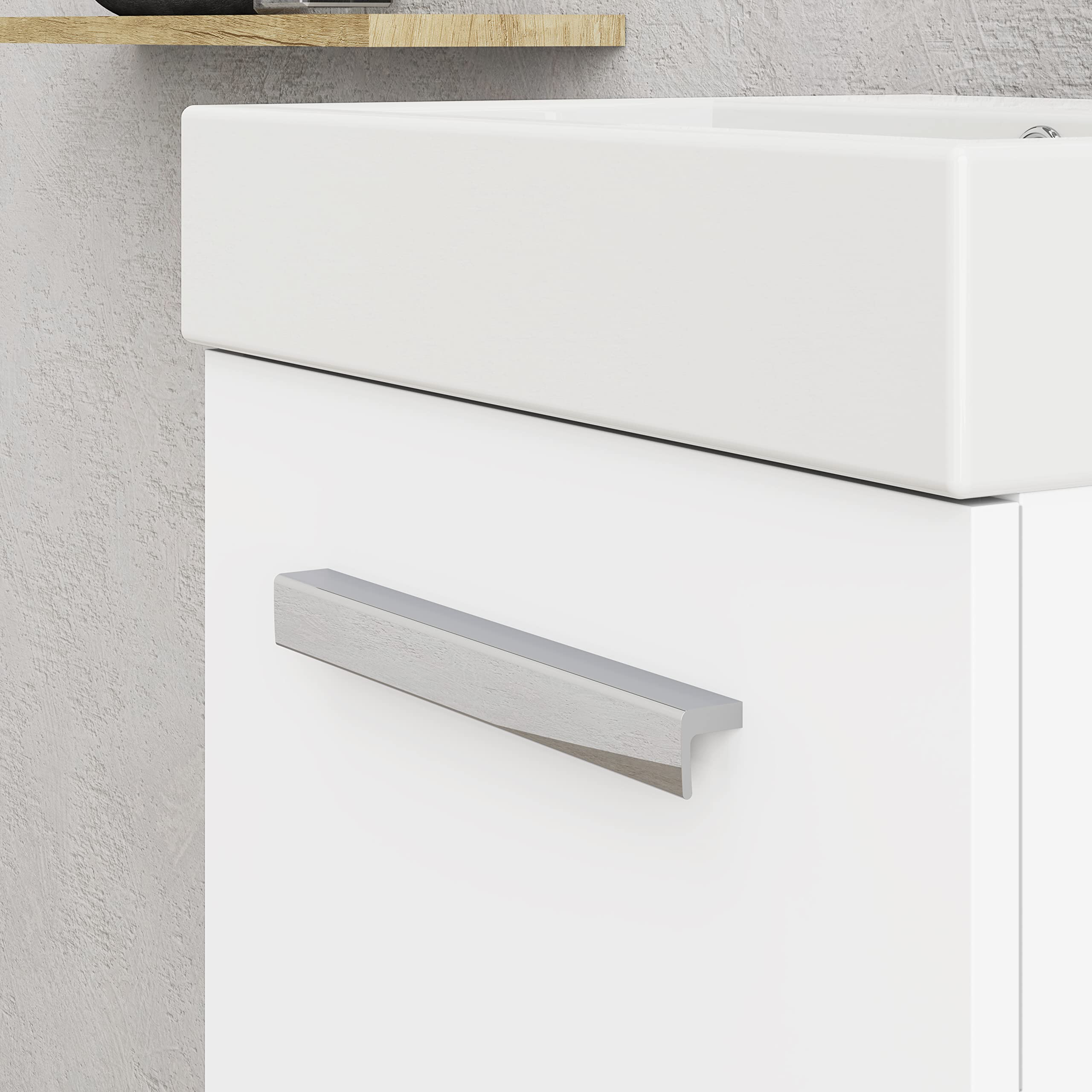 Baikal Conjunto De Mueble De Baño 45cm. Incluye Mueble con Lavabo. Melamina 16mm. Mueble MONTADO. Lavabo Encastrado. con Espejo Puerta Abatible + Cajón Blanco