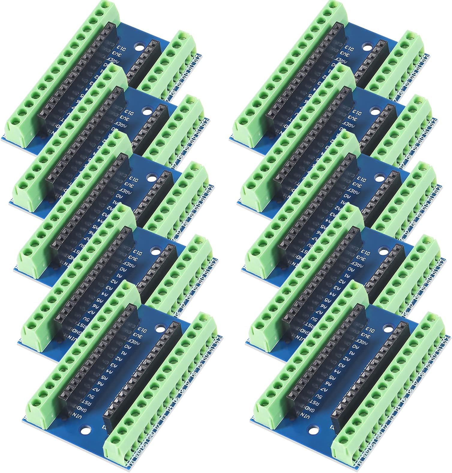 10PCS Nano Terminal Adapter Shield Expansion Board Compatible with Arduino Nano V3.0 AVR ATMEGA328P-AU Module