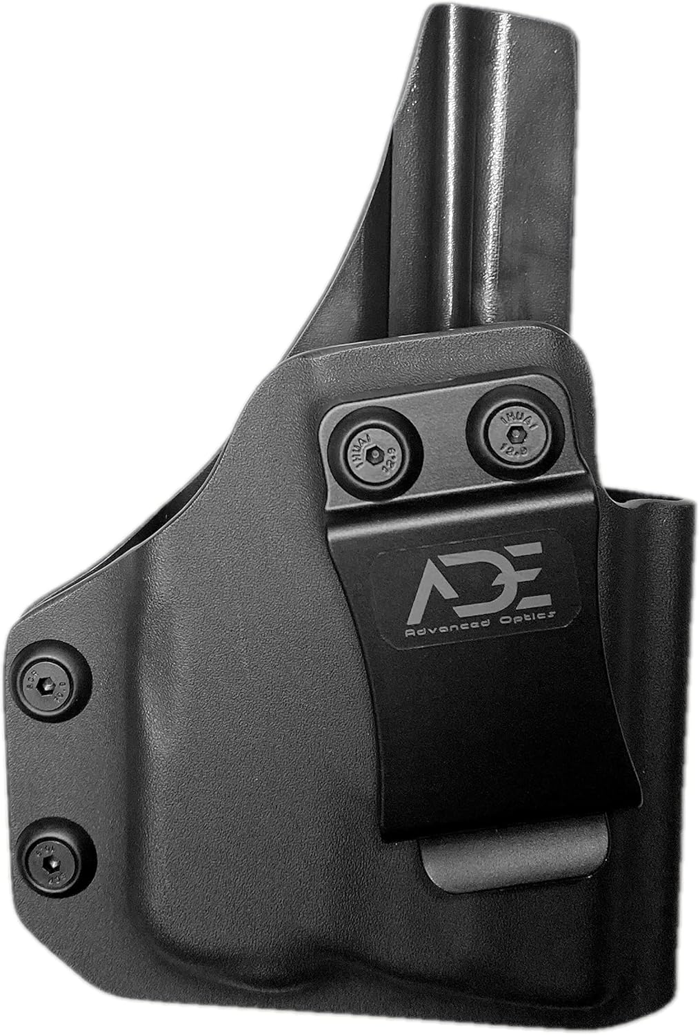Funda ADE IWB en la mano derecha se adapta a: Glock G19 G19X G23 G32 G45, compatible con pistola con Olight Baldr Mini instalado, con corte óptico