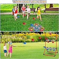 Vista 5 de Juegos de Patio para Adultos y Niños - Juego de Pong de Patio 3-en-1 con 6 Canastas Iluminadas, Juego de Bolas de Escalera y Juego de Lanzamiento