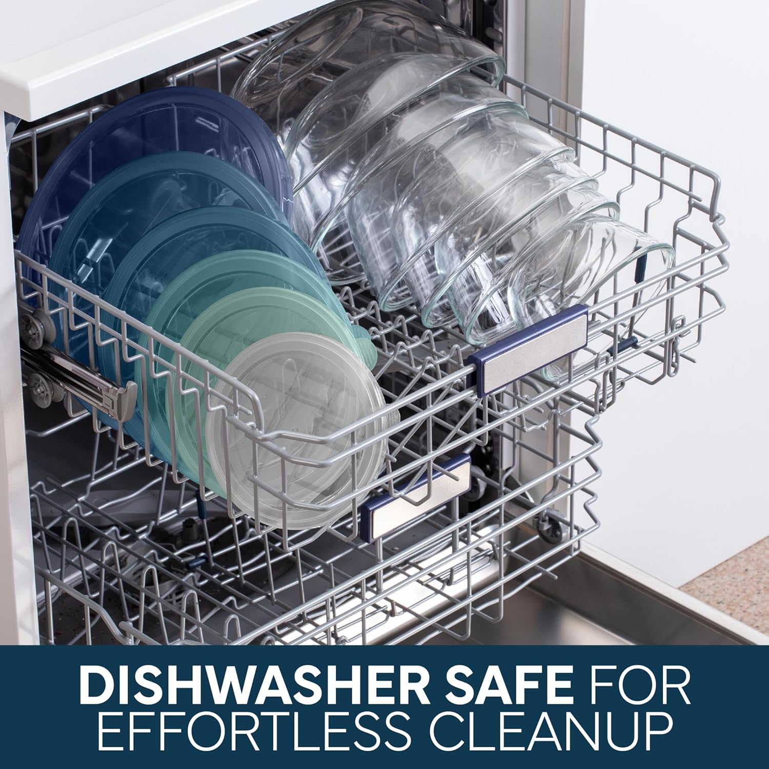 COOK WITH COLOR 12 Pc Glass Mixing Bowl Set with Lids – Borosilicate Glass Nesting Bowls for Cooking, Baking and Meal Prep, Blue - Image 4