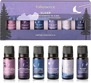 Folkulture Sleep Essential Oils Set for Christmas | Set of 6 Pure Christmas Essential Oils for Diffusers for Home | Lavender, Rosemary & Peppermint | Essential Oils for Relaxation Gifts for Her