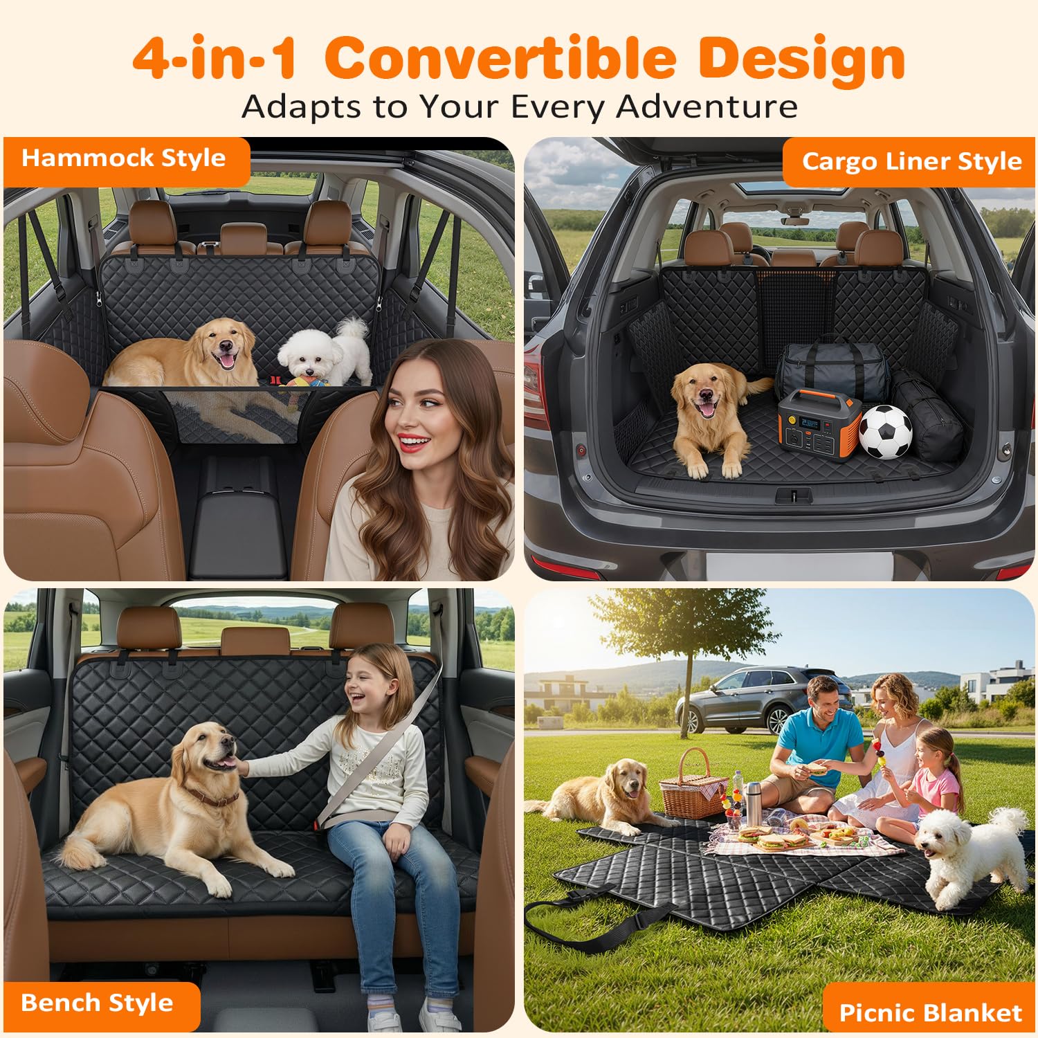URPOWER XL Dog Seat Cover for Full-Size Truck Back Seat, Waterproof Hammock view 4