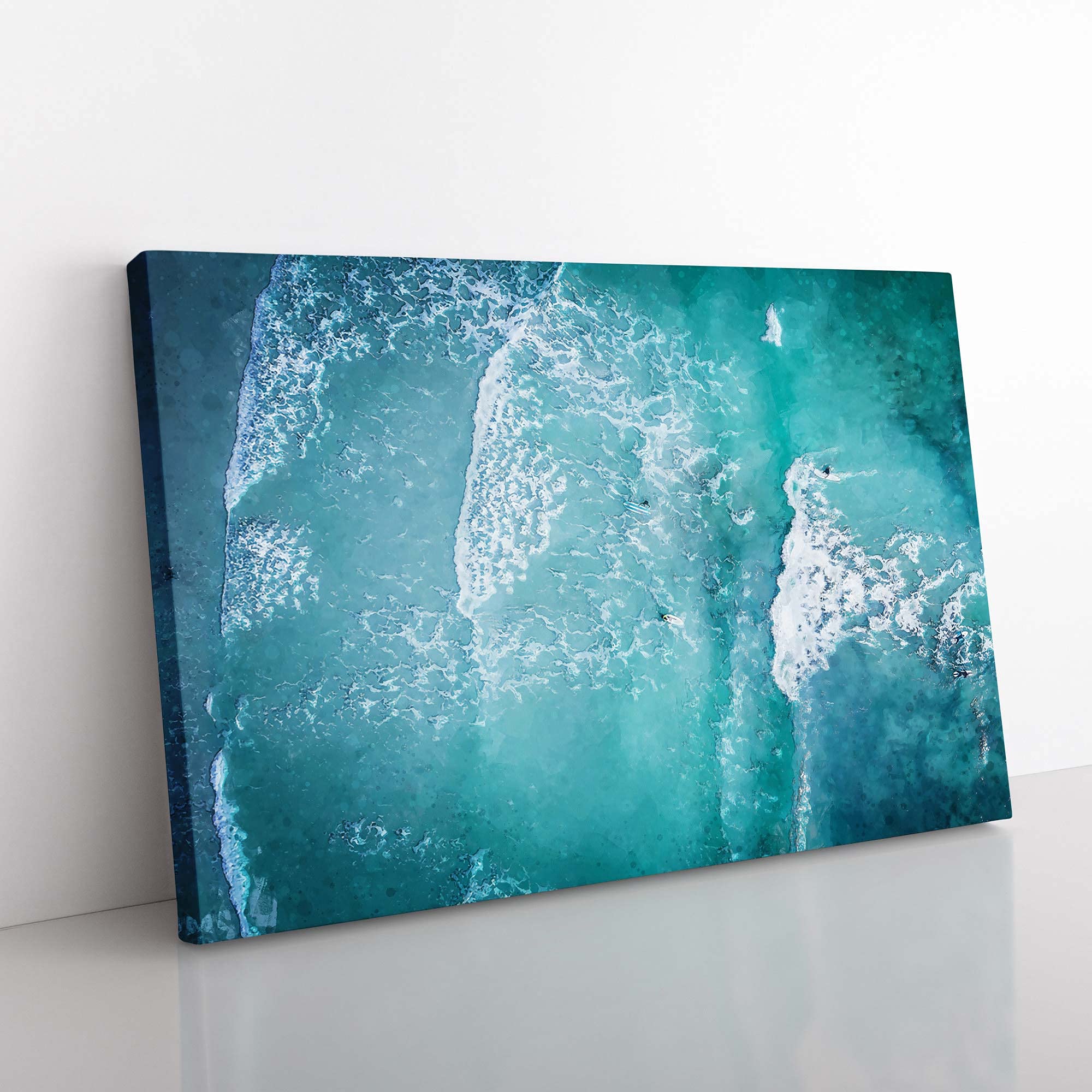 Big Box Art Surfing in Vazon Guernsey Canvas Wall Art Print Ready to Hang Picture, 76 x 50 cm (30 x 20 Inch), Turquoise, Teal