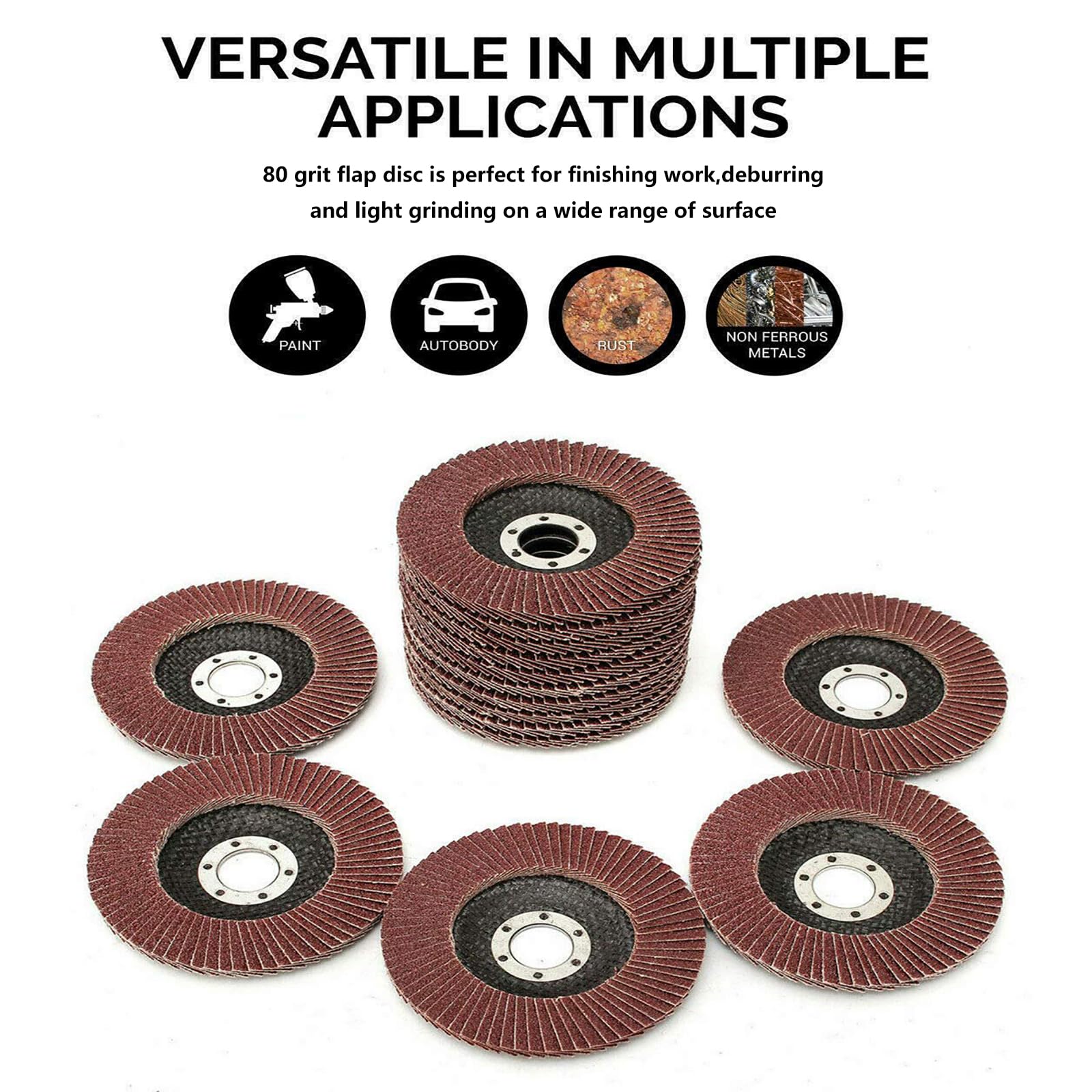 Nisorpa Set di ruote lamellari per levigatura, 50 dischi lamellari in ossido di alluminio da 115 mm, dischi lamellari abrasivi per smerigliatrici angolari