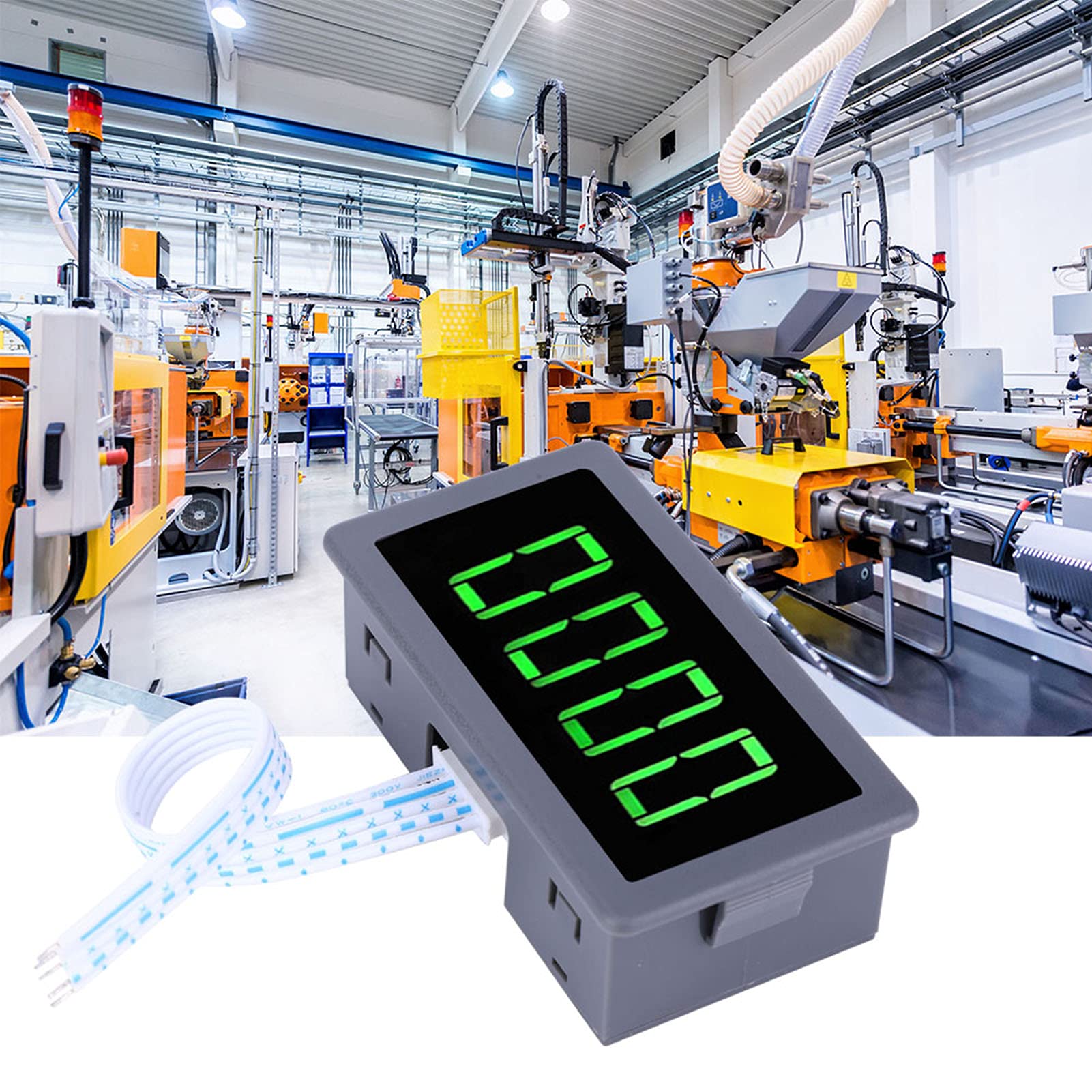 Tacho à LED pour moteur, tachymètre à moteur à LED verte à 4 chiffres, compteur de mesure de vitesse RPM + capteur de commutateur de proximité Hall NPN(Tachometer) Tachymetre Inductif