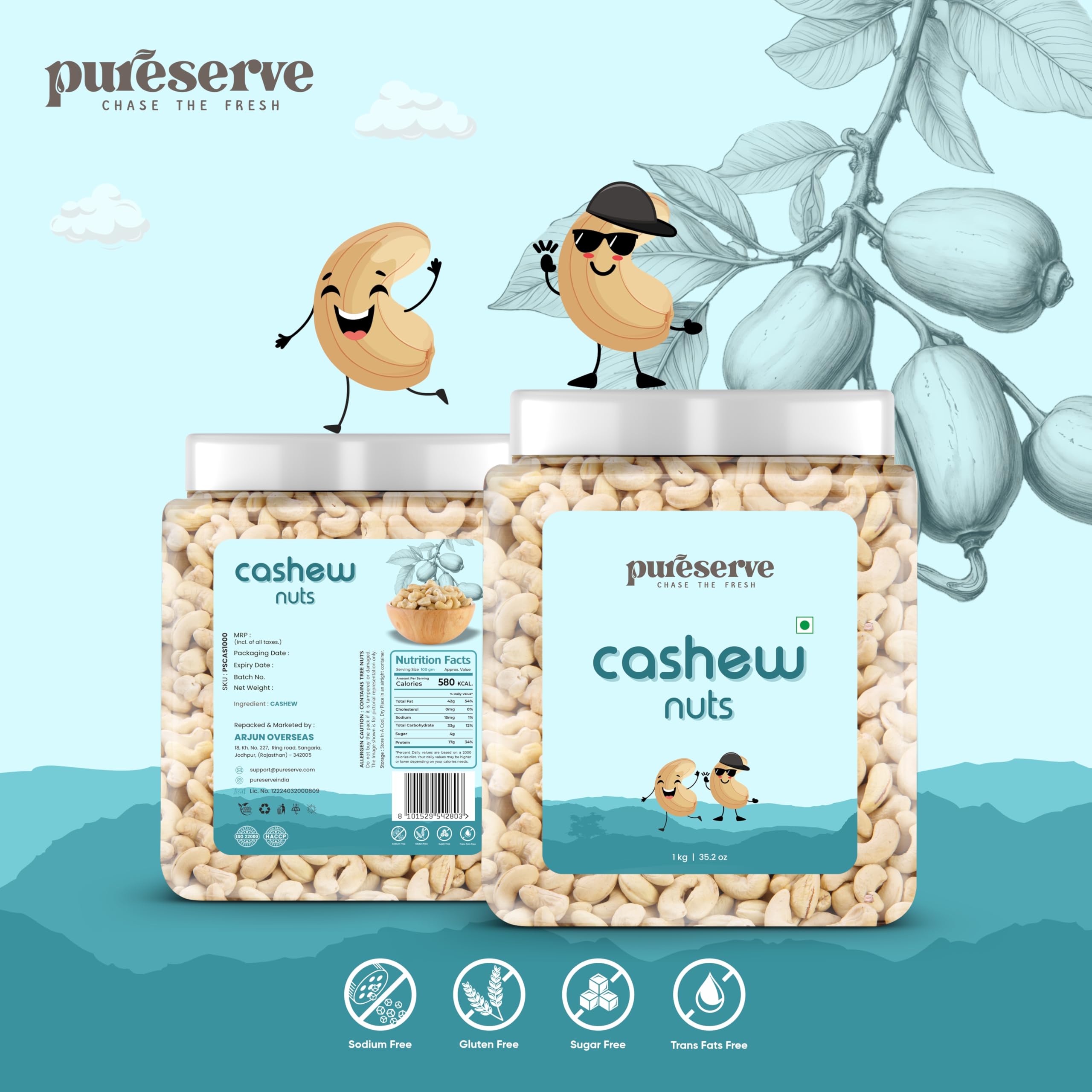Pureserve Premium Whole Cashews 1Kg - Super Crunchy & Naturally Sweet | Rich in Protein & Healthy Fats | Ideal for Snacking, Cooking & Gifting | Vegan & Gluten-Free - Image 9 thumbnail