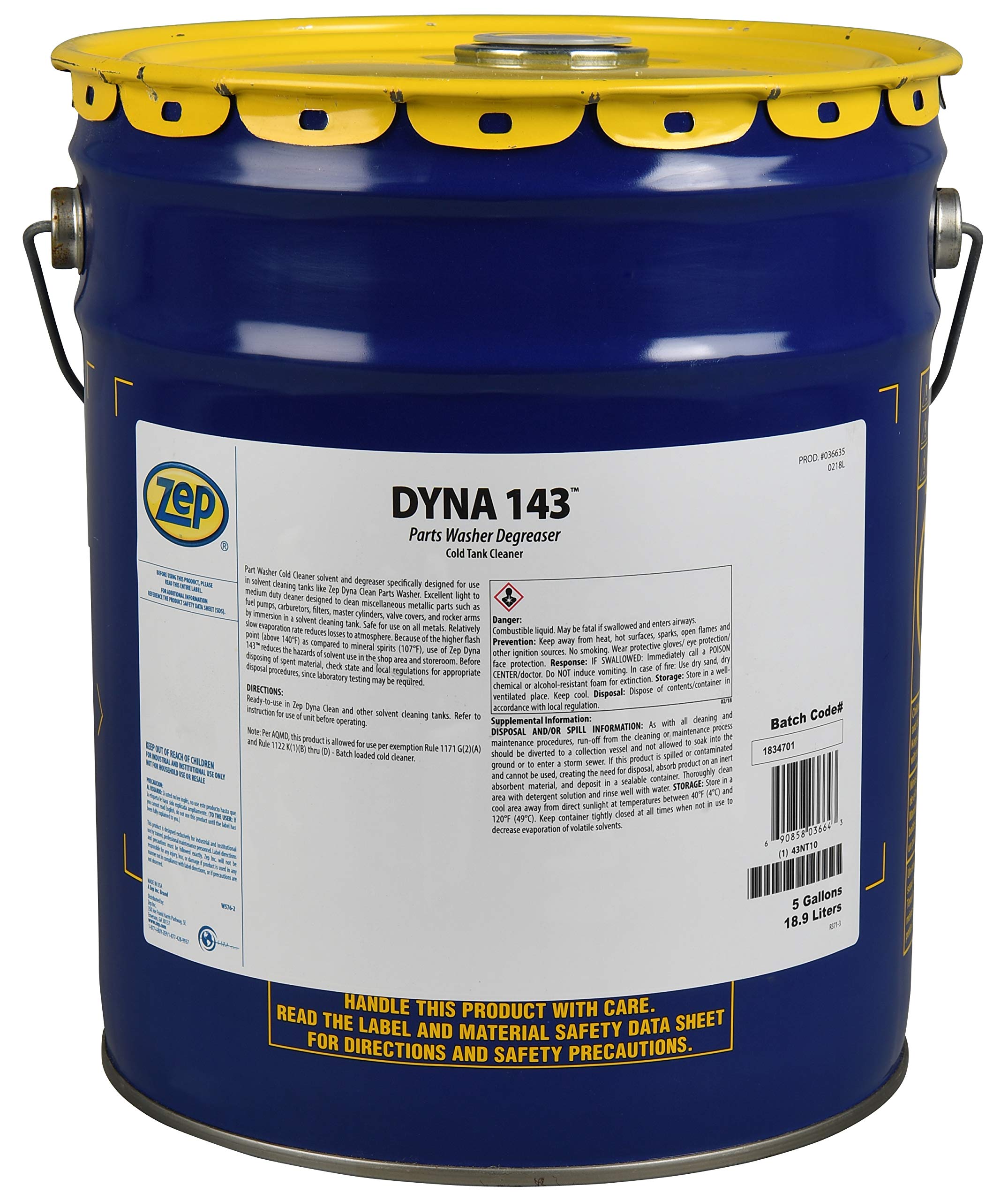 Zep Dyna 143 Parts Washer Solvent 5 Gallons (1 Bucket) 36635