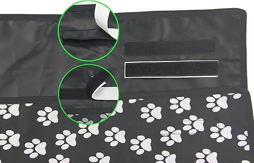 Miniatura 5 de Oxford Pet Car SUV Van Volver Tronco Cargo cama funda impermeable para maletero para perros gatos L Negro Negro, Estampado de huellas, Pewter