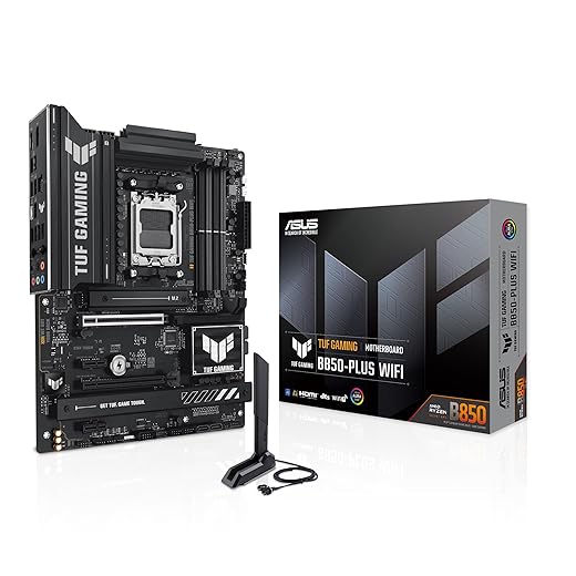 Asus Tuf Gaming B850-Plus Wifi - Placa Base Amd Atx, 14+2+1 Etapas De Potencia Drmos 80A, Ddr5, Pcie 5.0, 3 Ranuras M.2, Wifi 7, Realtek 2.5Gb Ethernet, Displayport, Hdmi, Usb 20Gbps Tipo-C, Aura Sync