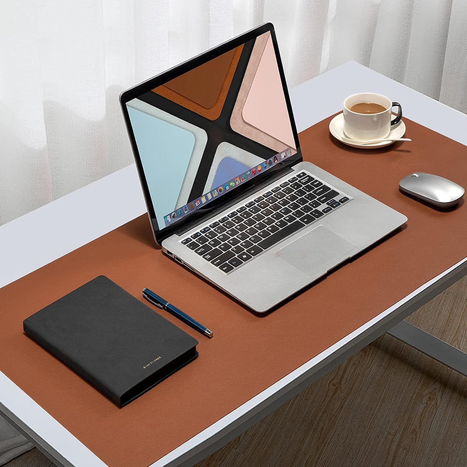Wolaile Desk Pad,36x17 inch Large Leather Keyboard Mouse Pad,Desk Mat Home Office Desktop Protector,Waterproof Non-Slip Writing Desk Blotter for Computer Laptop,Brown : Office Products