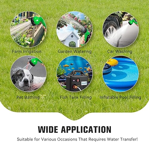 Miniatura 7 de Bomba de agua con batería de 21 V, bomba de transferencia de agua inalámbrica de 240 GPH, funciona con pilas con boquilla de manguera de jardín, 7