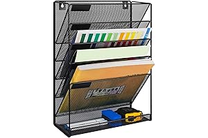 Kuntine.B Mesh Metal Hanging File Organizer, Wall Mount File Folder Holder, Cubicle...