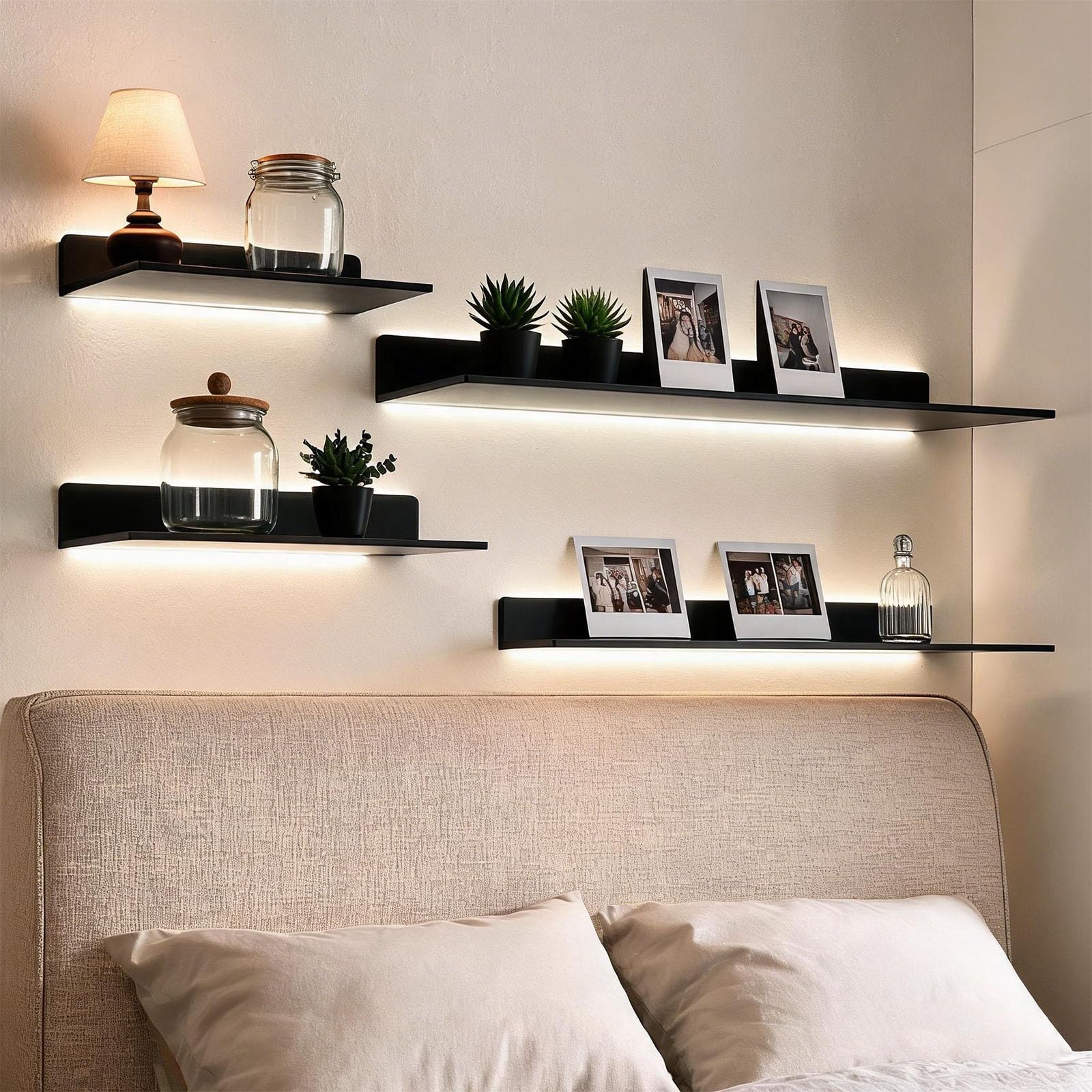 BVCL LED Estante de Pared Flotante de Metal, Estantería Emisores