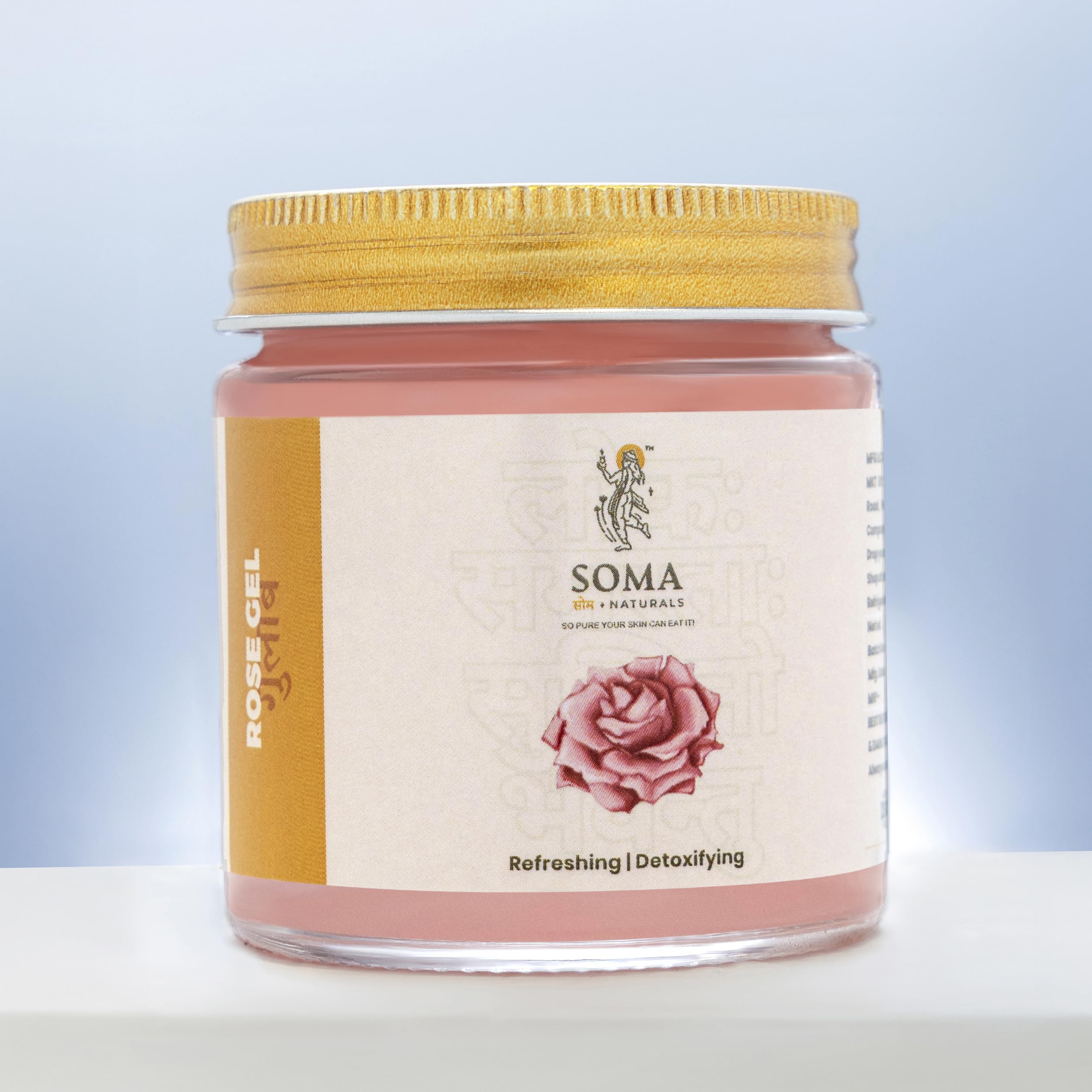 Soma Natural Rose Gel For Men & Women (100 % Natural- Plant Based Ingredients for Glowing skin) | Maintains healthy texture| Hydrates from within | Balances PH level | Rejuvenates & refreshes skin - 100gm.