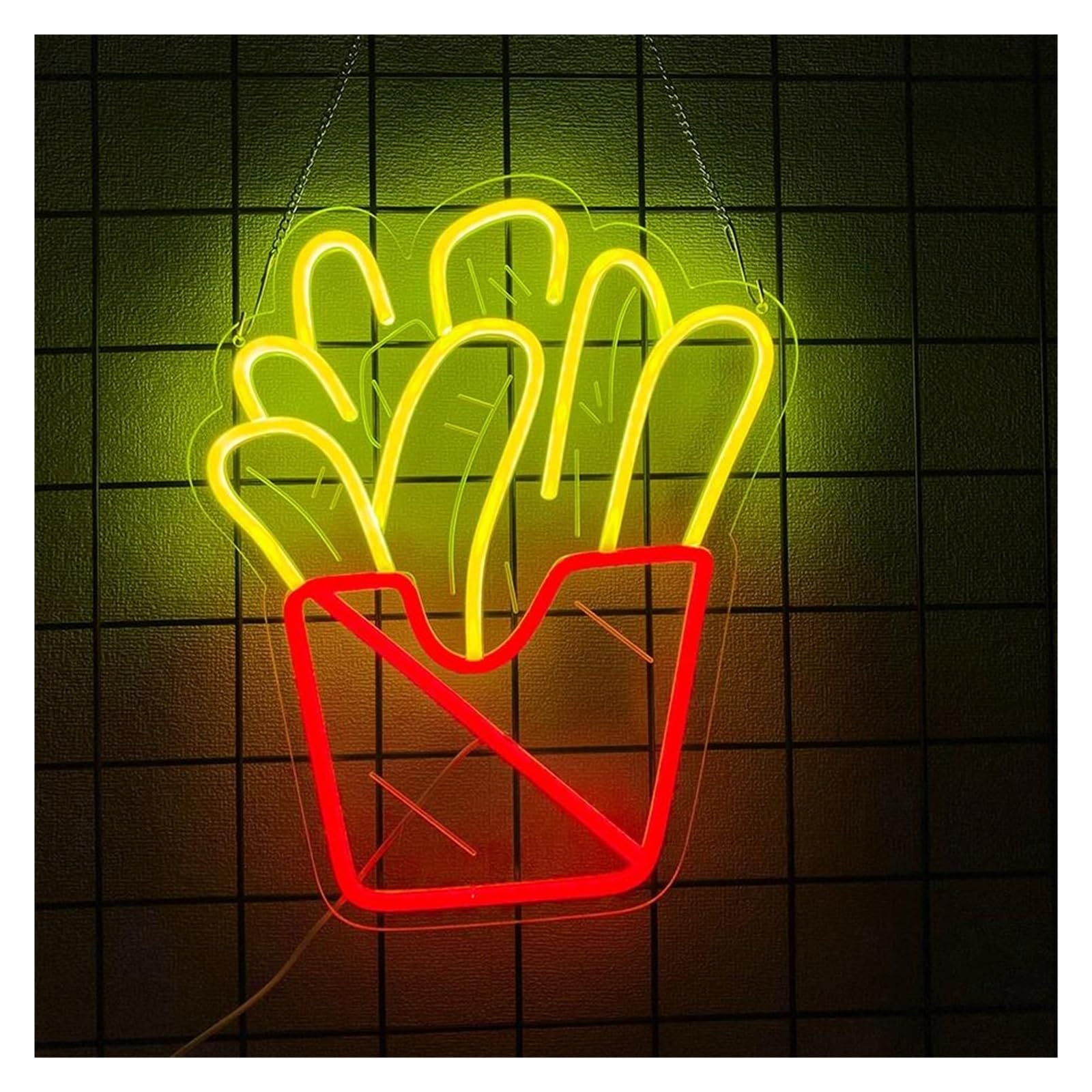 LEMST Sign Lamp French Fries Neon Sign Light for Kitchen Fast Food Restaurant Store Business Decor Dimmable USB Powered Lamp 30cmx36cm