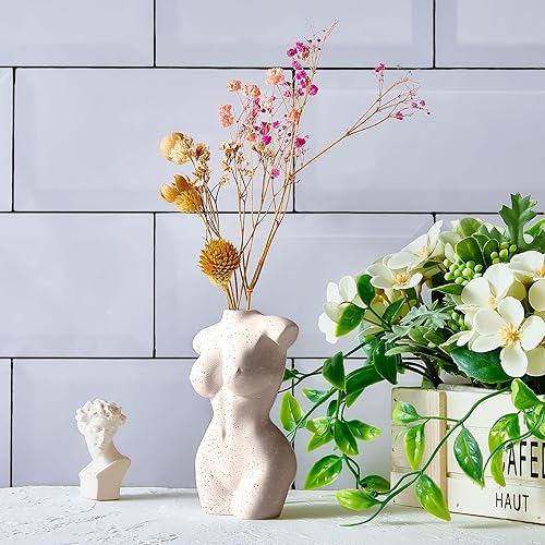Miniatura 6 de Jarrón de cuerpo con forma femenina, jarrón de flores con forma femenina, lindo florero de flores, jarrón blanco, decoración moderna y elegante para