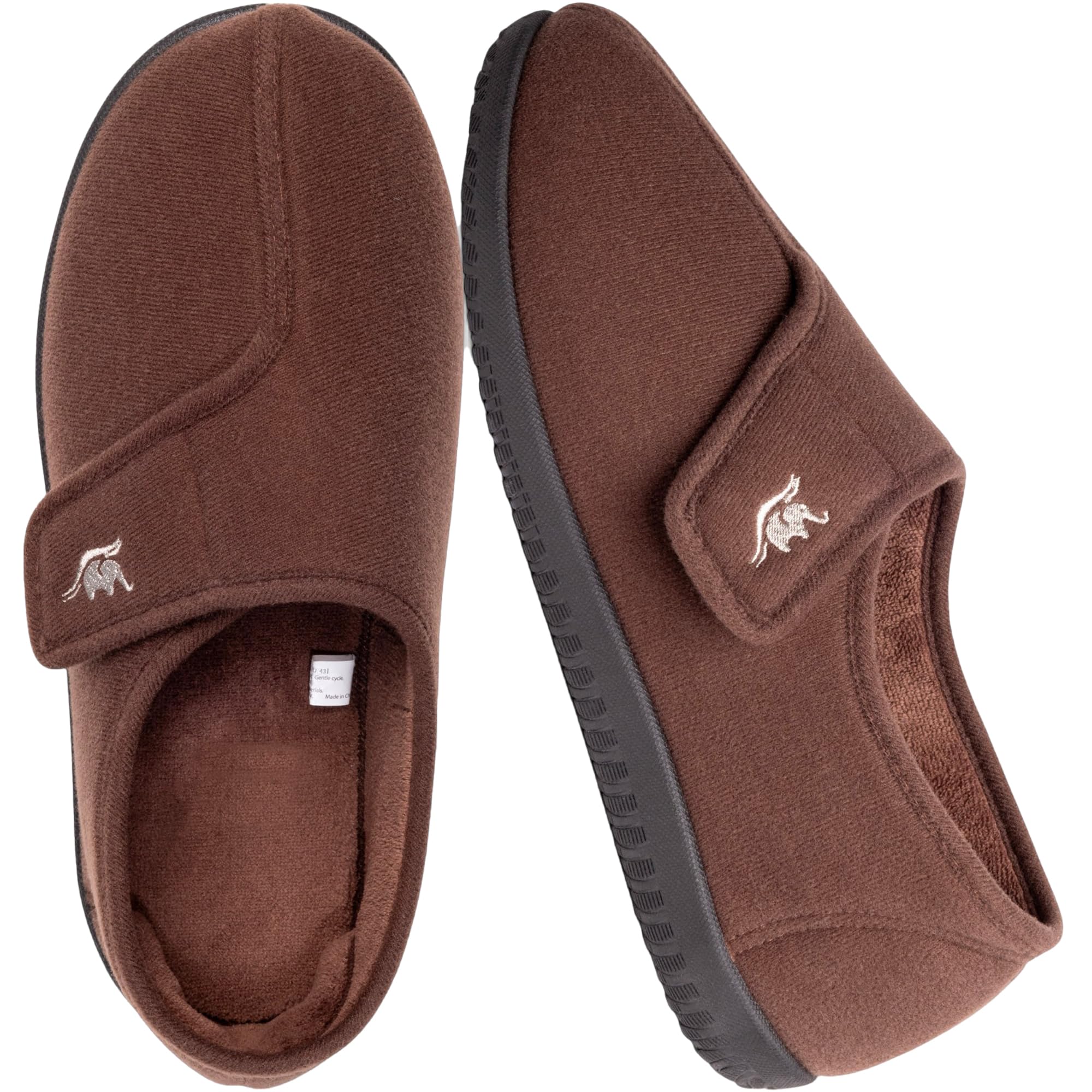 EUROPEAN SOFTEST Men's Memory Foam Diabetic Slippers with Adjustable Closure, Wide Comfy Warm Arthritis Edema Swollen Diabetic House Shoes Machine