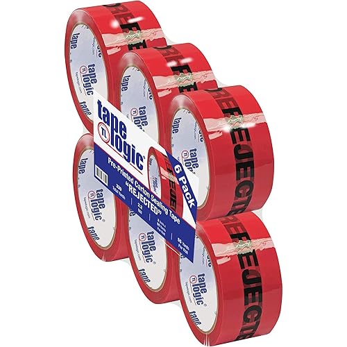 Choice Shipping Supplies Tape Logic - Cinta de embalaje resistente, 2 pulgadas x 55 yardas, 2.2 mil, color negro/rojo, paquete de 6 unidades,