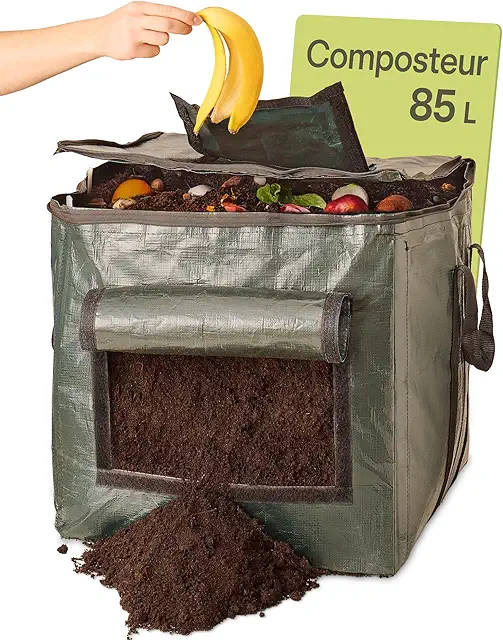 Praknu Petit Composteur de Jardin 85 L - Composteur Rapide et Résistant