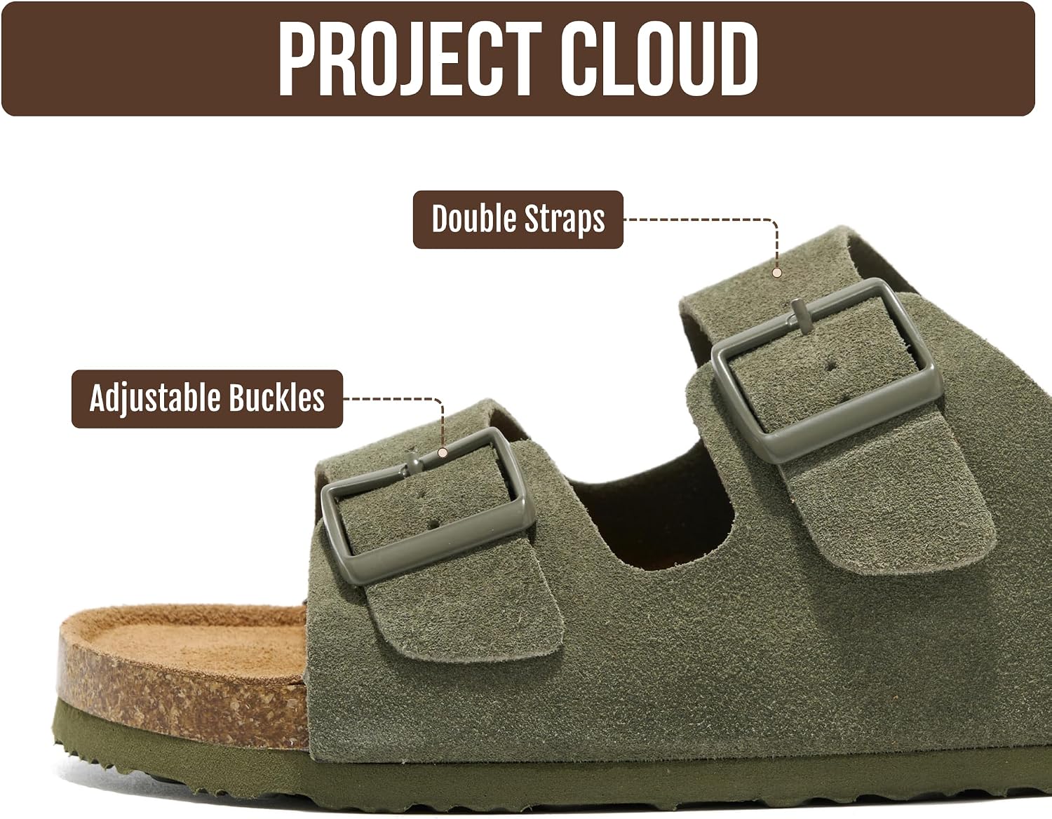 Project Cloud Mens Sandals, 100% Genuine Leather Mens Slides